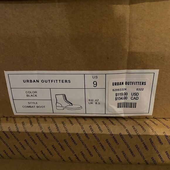NEW Urban Outfitters UO Men\'s Black Leather Utility Combat Lace Zip Boots 9 main image 4